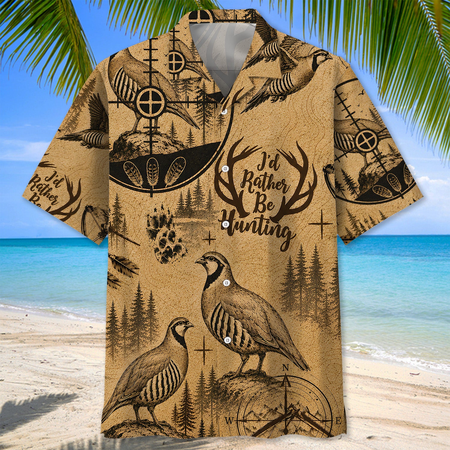 Chukar I'd Rather be Hunting Hawaiian Shirt