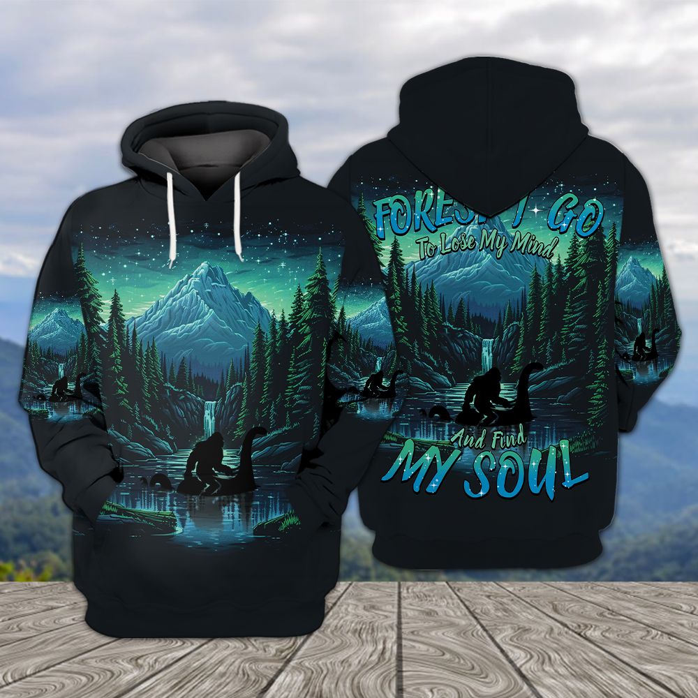 Bigfoot Riding Loch Ness Into The Forest I Go All Over Print Shirt