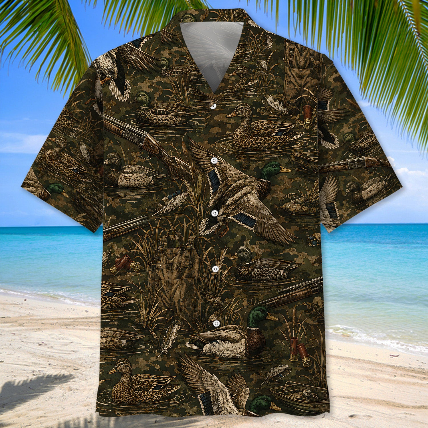 Vintage Duck Hunter Camo Hawaiian Shirt