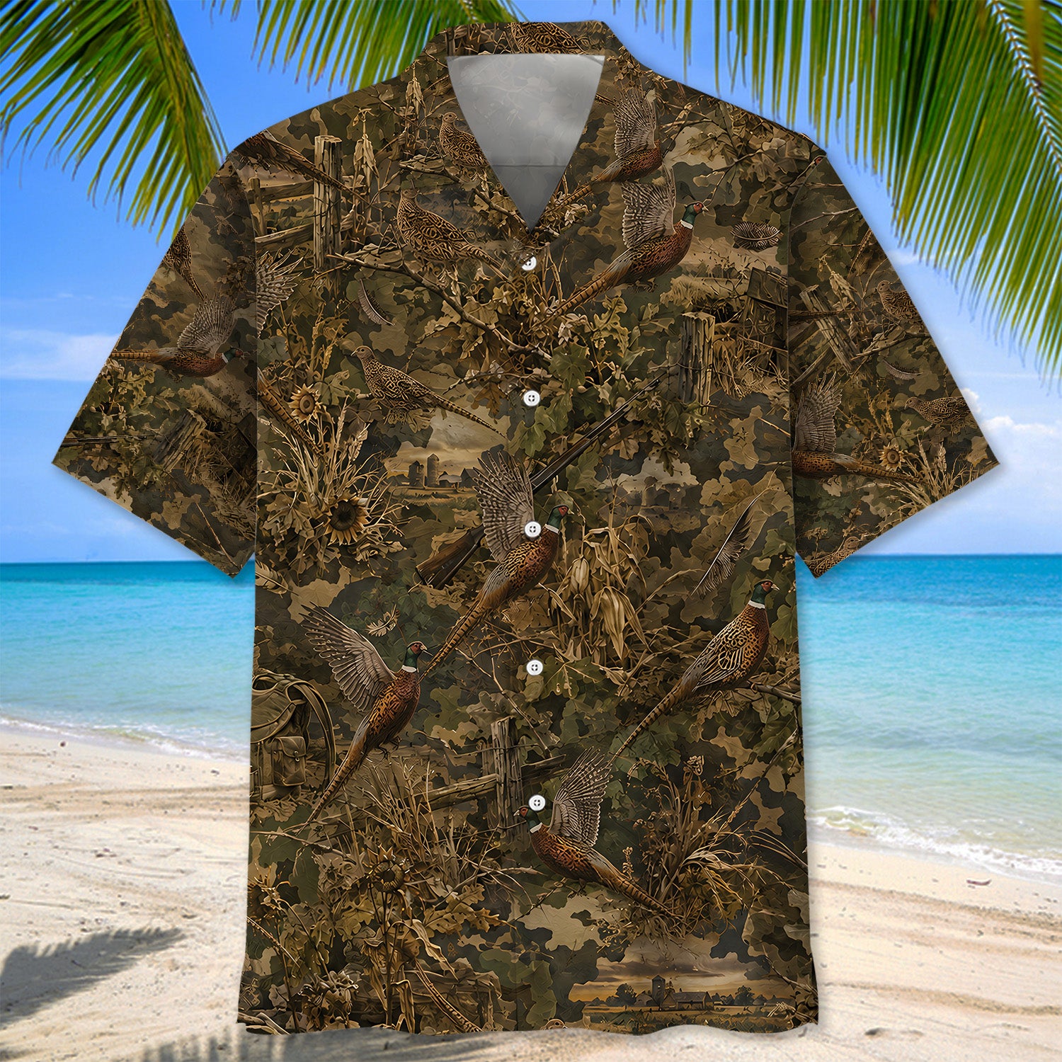Pheasant Hunting Camo Hawaiian Shirt