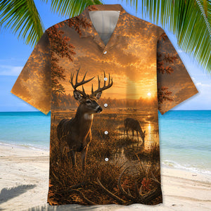 Deer Hunting Nature Hawaiian Shirt