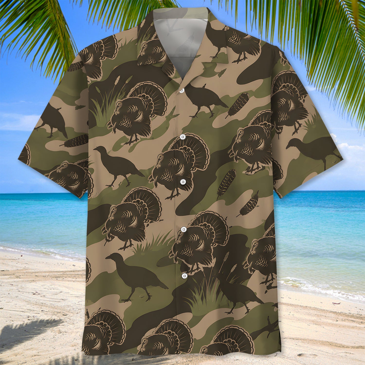 Vintage Camouflage Wild Turkey Hunting Hawaiian Shirt