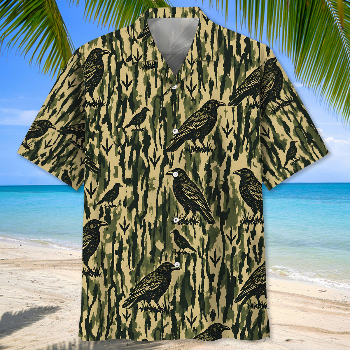 Crow Stripe Camouflage Hawaiian Shirt