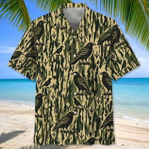 Crow Stripe Camouflage Hawaiian Shirt