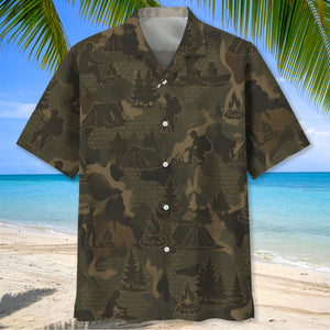 Camper Camping Camouflage Hawaiian Shirt
