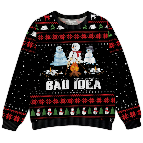 Camping Bad Idea Ugly Sweater