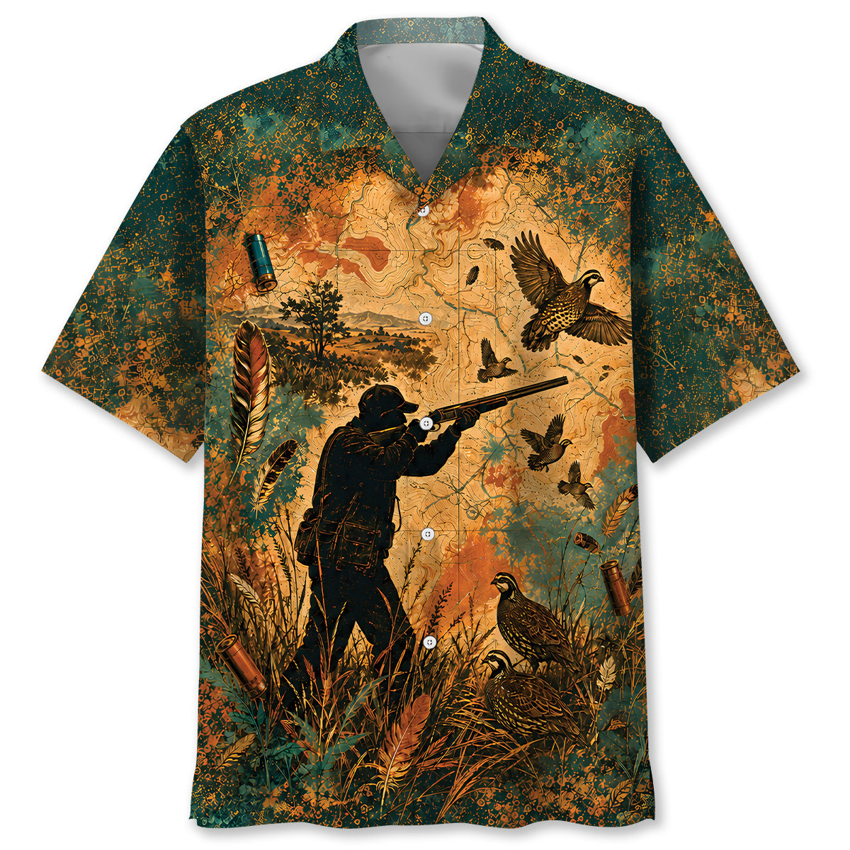 Vintage Quail Hunter Distressed Hawaiian Shirt