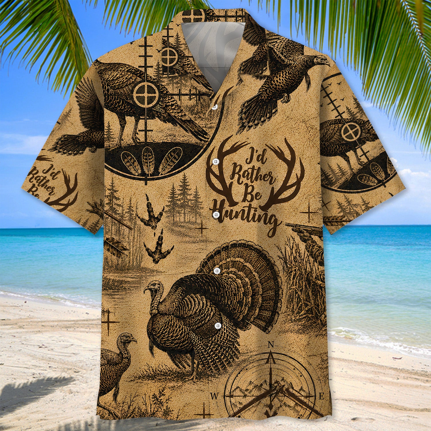 Wild Turkey I'd Rather Be Hunting Hawaiian Shirt