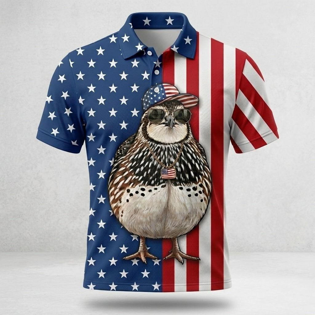 America Quail Hunting Funny Men Polo Shirt