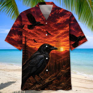 Crow Hunting Burnt Sky Hawaiian Shirt