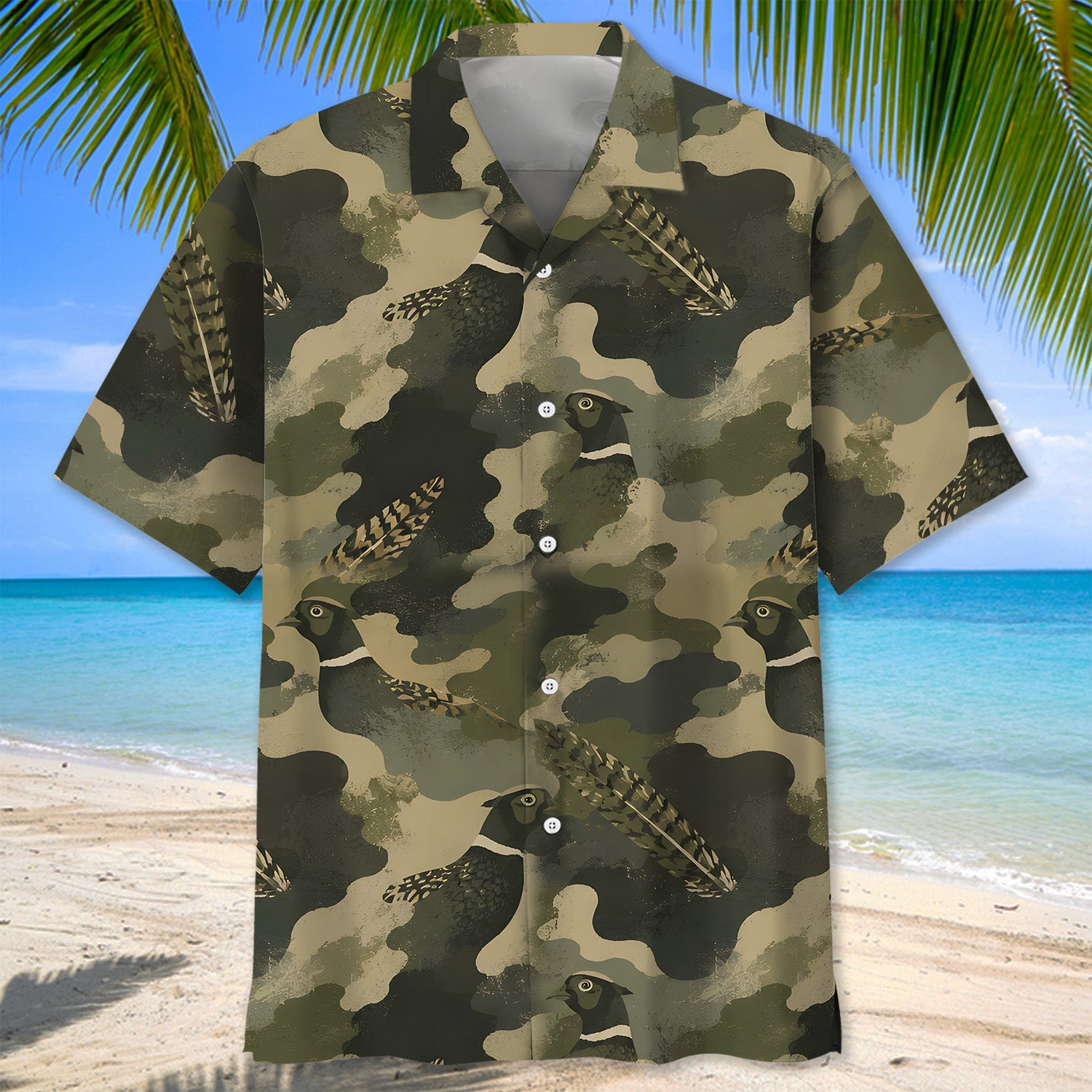 Pheasant Camouflage Ring Necked Pattern Hawaiian Shirt