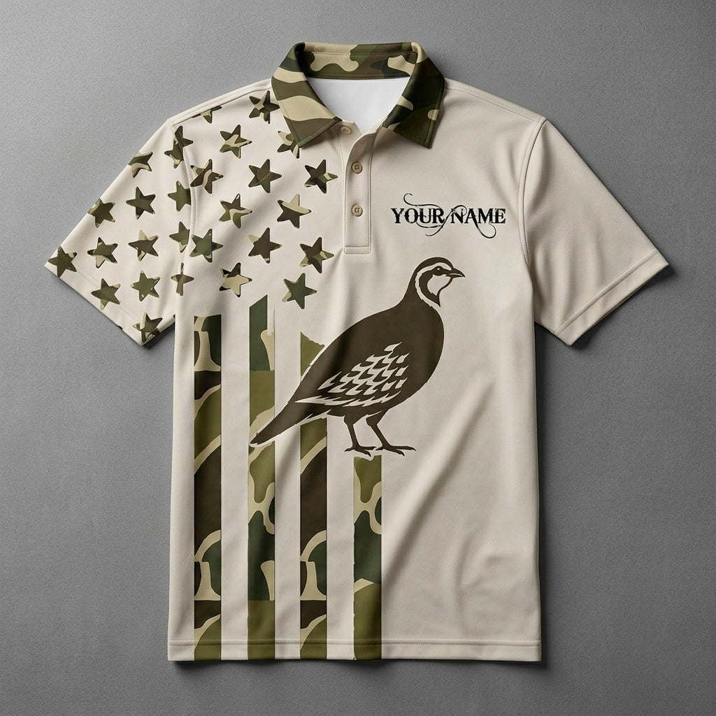 Custom Name Partridge Hunting Camouflage Style Men Polo Shirt