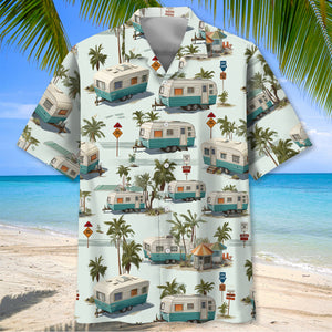 Vintage Fiffth-Wheel Trailer Hawaiian Shirt