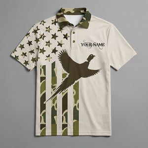 Custom Name Pheasant Hunting Camouflage Style Men Polo Shirt