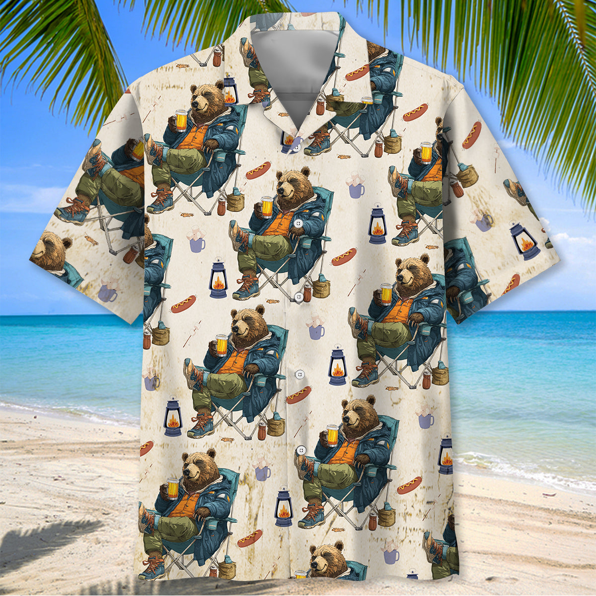 Funny Bear Go Camping Hawaiian Shirt