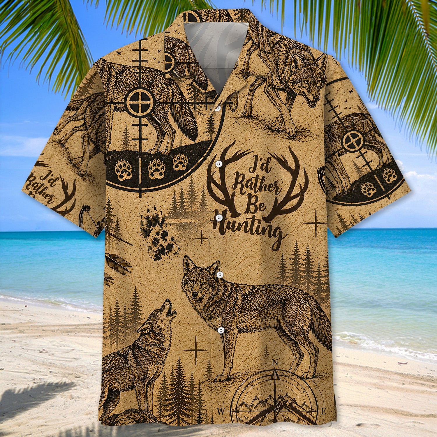 Coyote I'd Rather Be Hunting Hawaiian Shirt