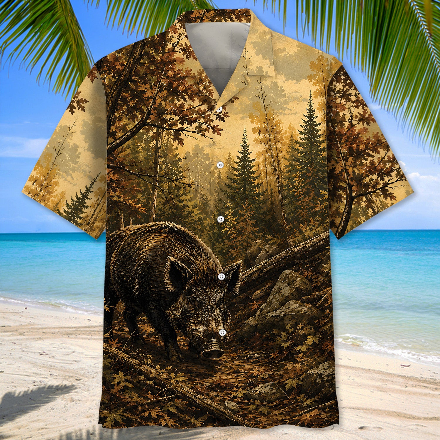 Feral Pig Fall Forest Hawaiian Shirt