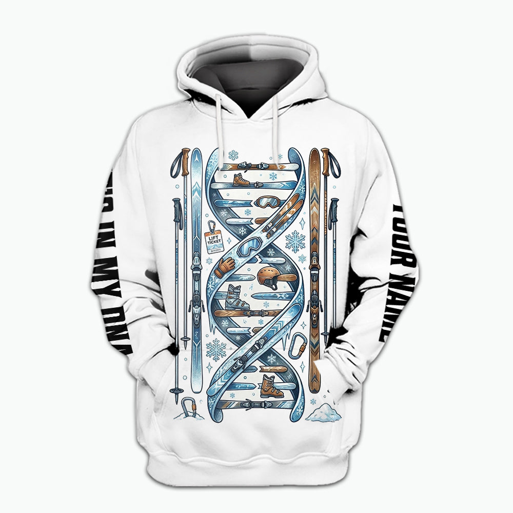Custom Name Skiing It's In My DNA All Over Print Shirt