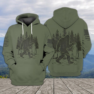 Bigfoot Fishing Funny Fisher Man All Over Print Shirt
