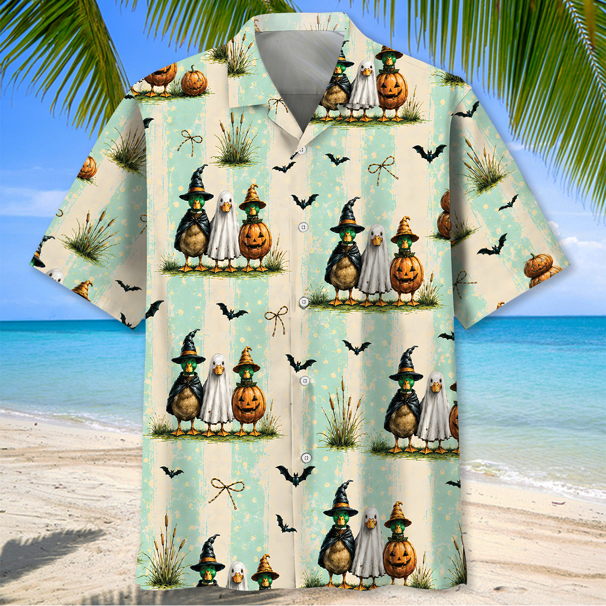 Duck Ghost Pumpkin Halloween Hawaiian Shirt