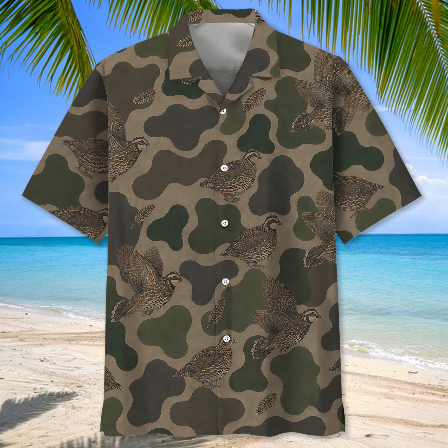 Camouflage Quail Hunting Hawaiian Shirt