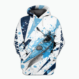 Custom Name Kayaking Blue All Over Print Shirt