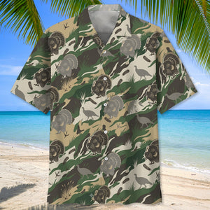 Outdoor Turkey Hunting Camo Print Graphic Hawaiian Shirt