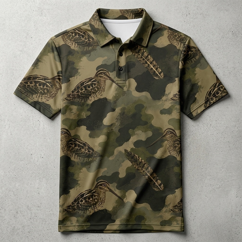 Snipe Camouflage Graphic Pattern Men Polo Shirt