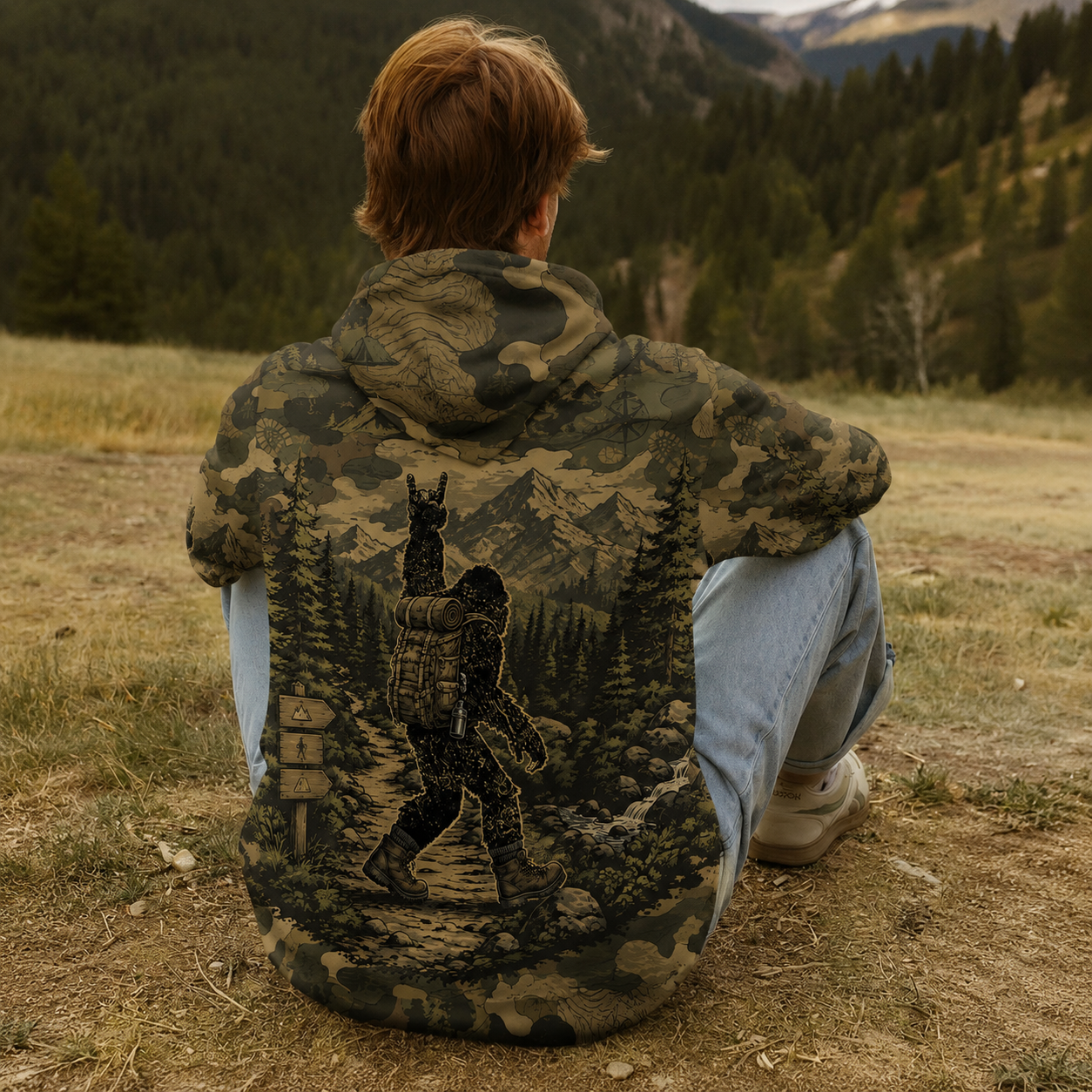 Bigfoot Camouflage Hiking All Over Print Shirt