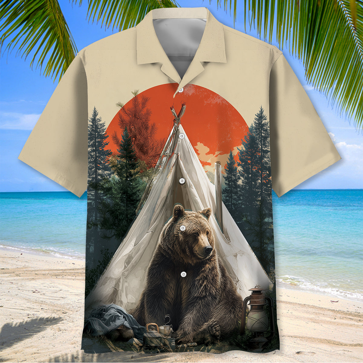 Wild Bear Campfire Hawaiian Shirt
