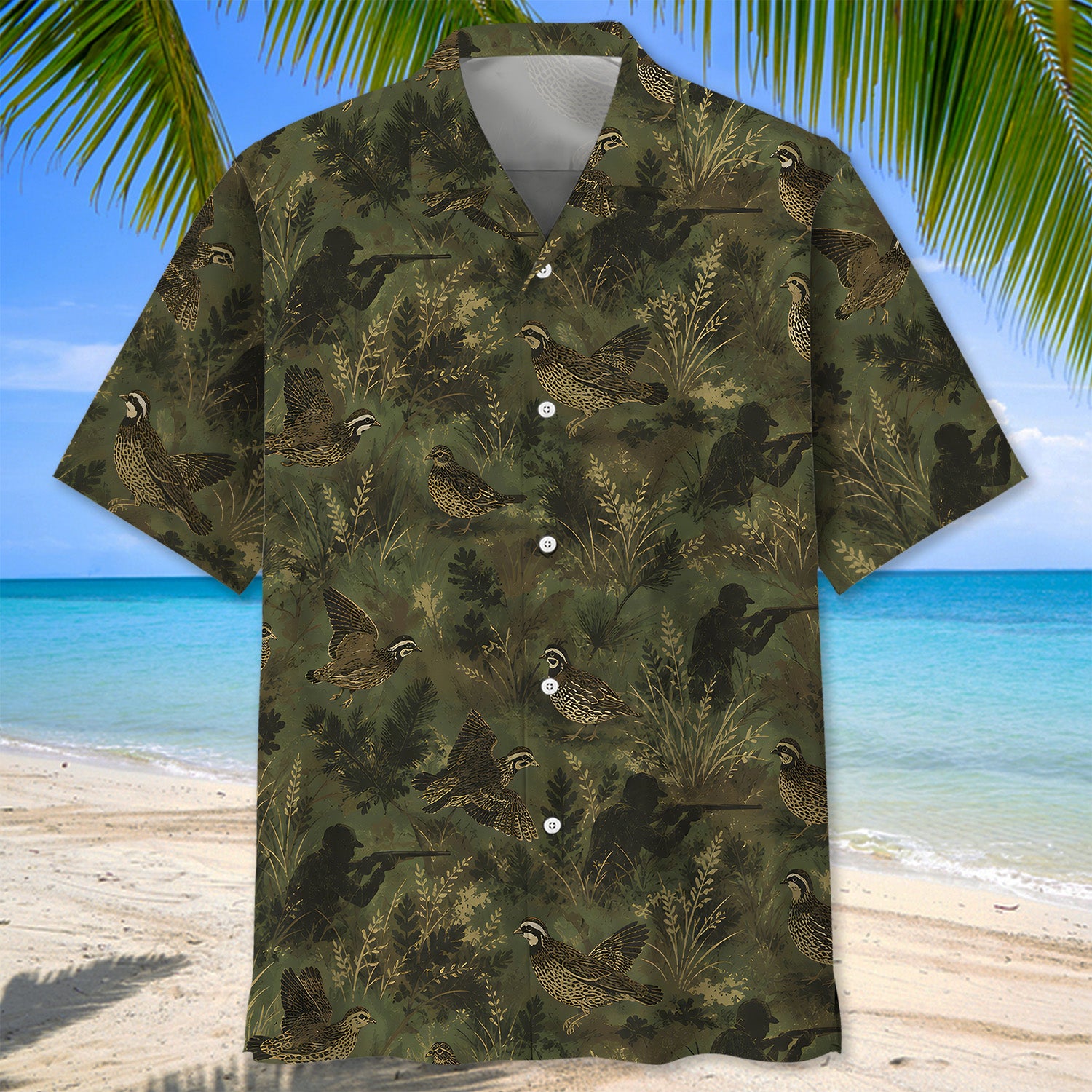 Camouflage Quail Hunting Pattern Hawaiian Shirt