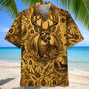 Whitetail Deer Hunting Legend Vintage Art Hawaiian Shirt