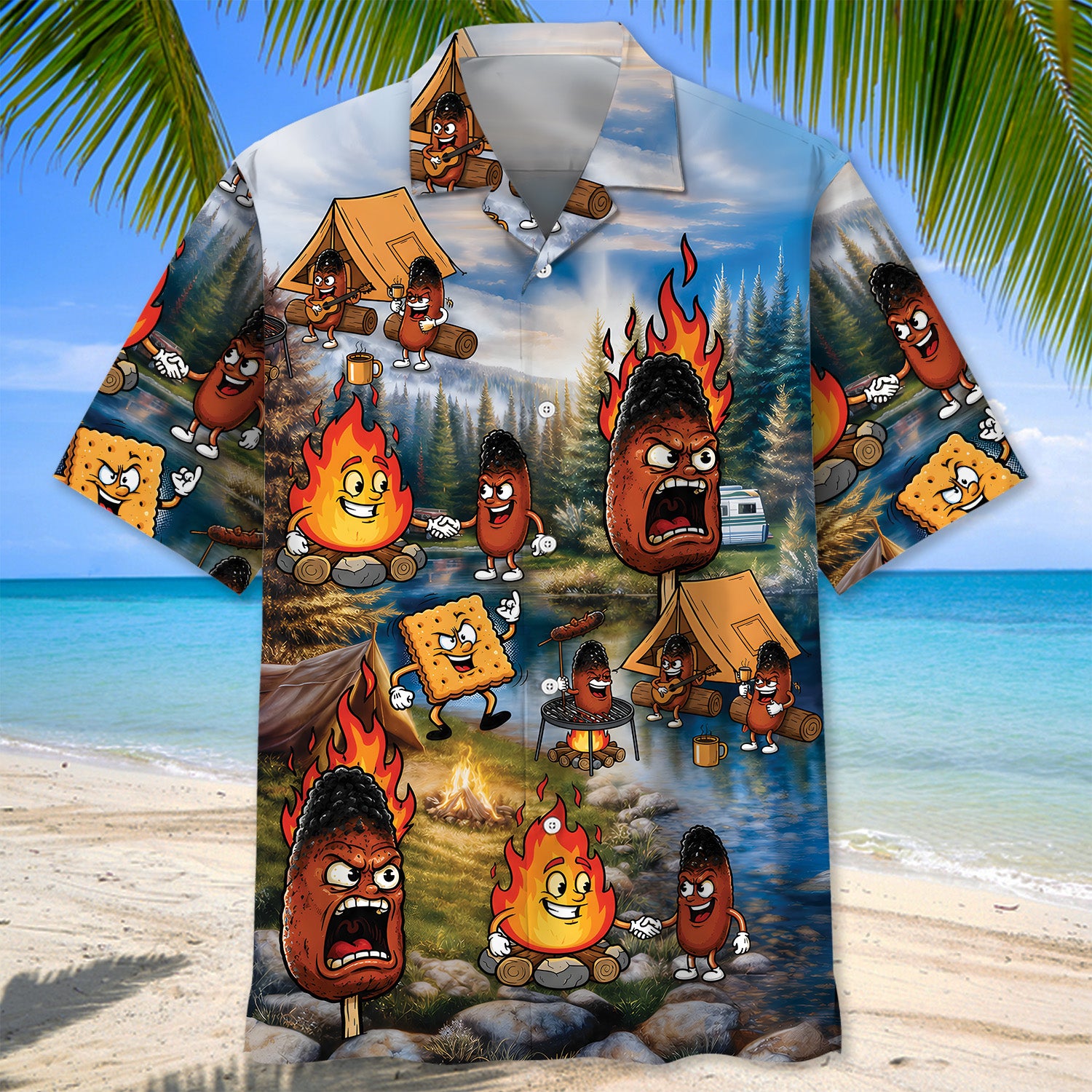 Burnt Weiner Funny Camping Hawaiian Shirt