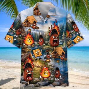 Burnt Weiner Funny Camping Hawaiian Shirt