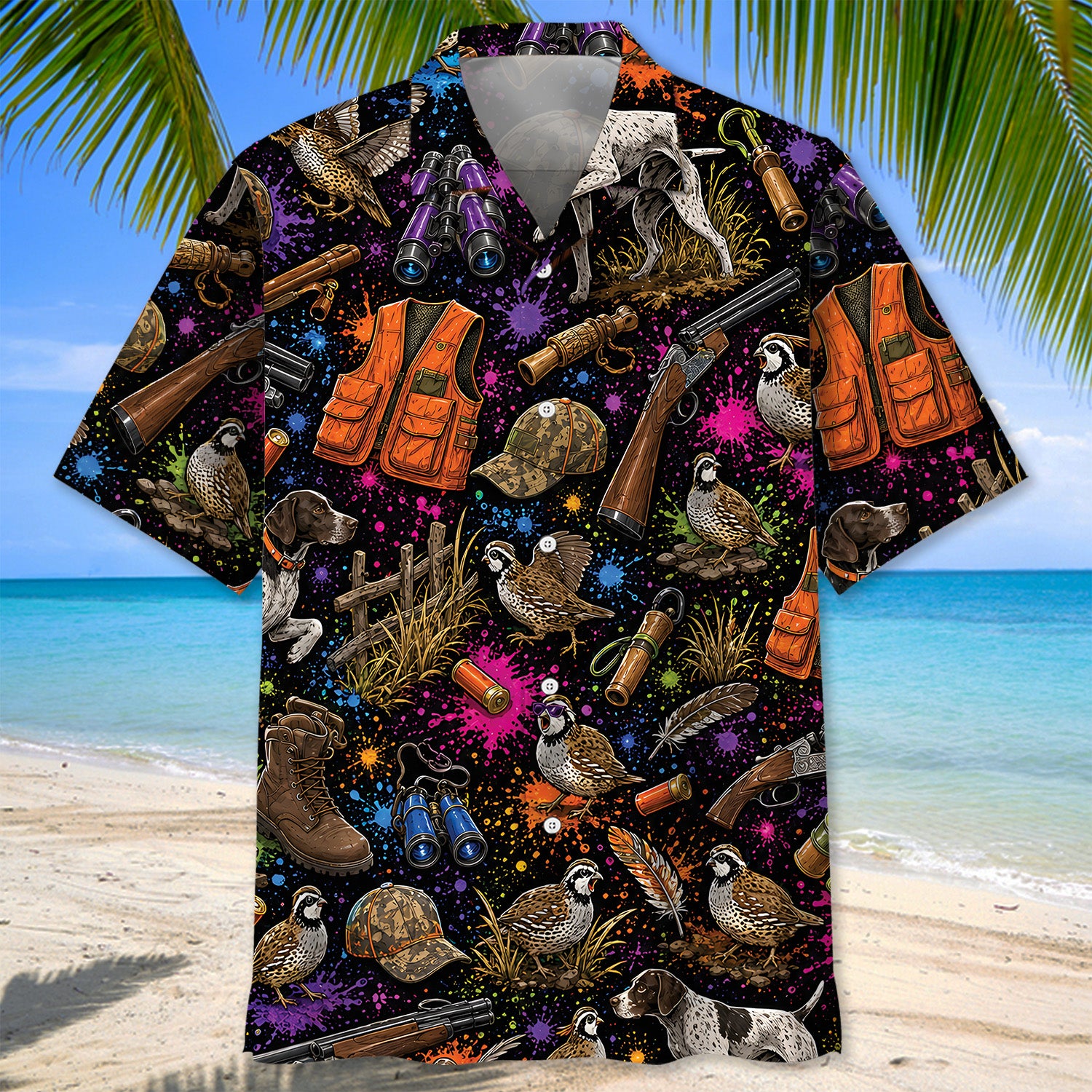 Retro Quail Hunting Colorful Hawaiian Shirt