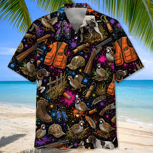 Retro Quail Hunting Colorful Hawaiian Shirt