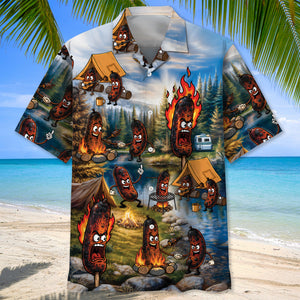 Burnt Sausages Funny Camping Hawaiian Shirt