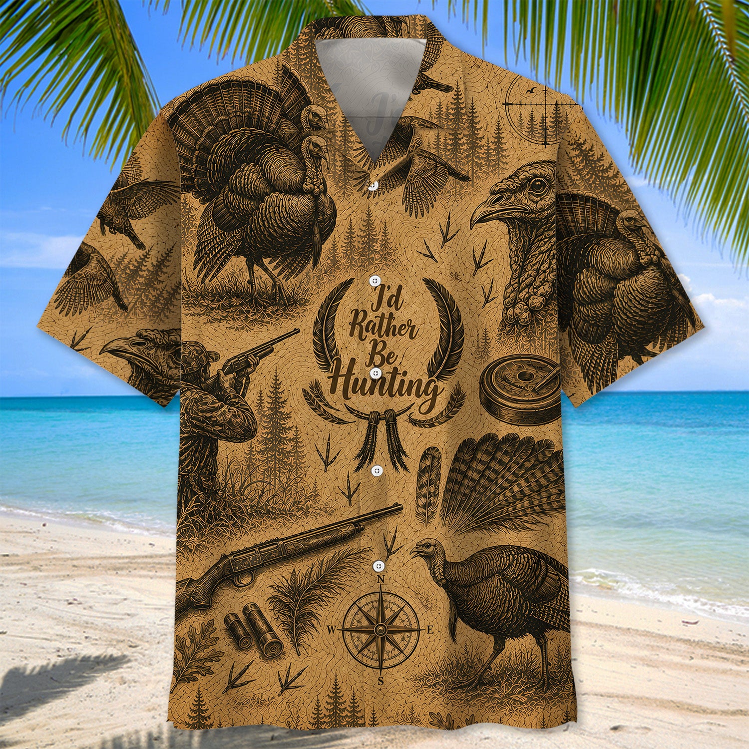 Vintage Wild Turkey Hunting Hawaiian Shirt