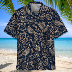 Midnight Wild Pheasant Hunting Paisley Hawaiian Shirt