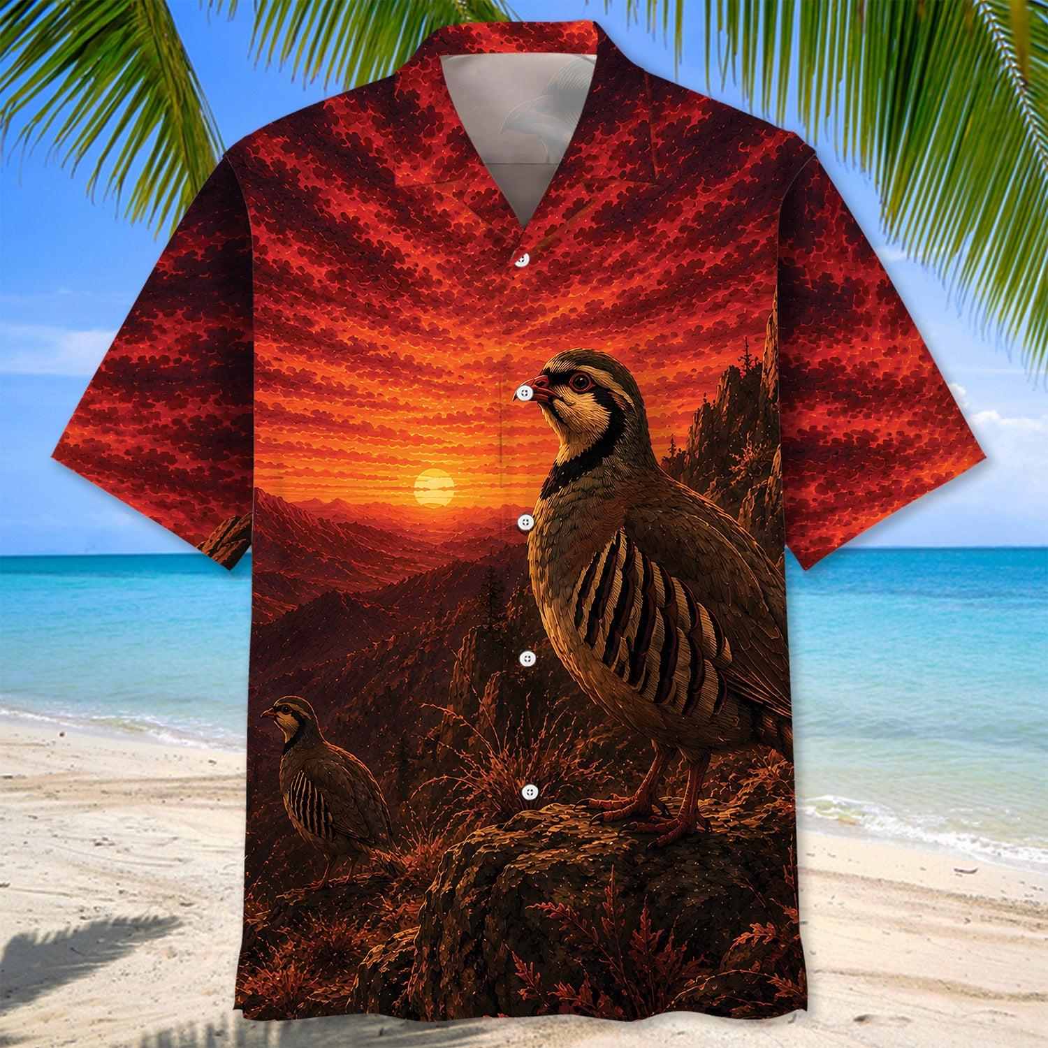 Chukar Hunting Burnt Sky Hawaiian Shirt