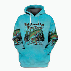 Fish Around And Find Trout Retro Graphic All Over Print Shirt