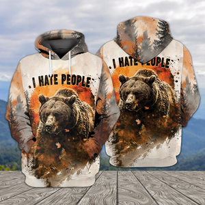 Bear Forest I Hate People All Over Print Shirt