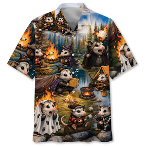 Vintage Possum Camping Hawaiian Shirt