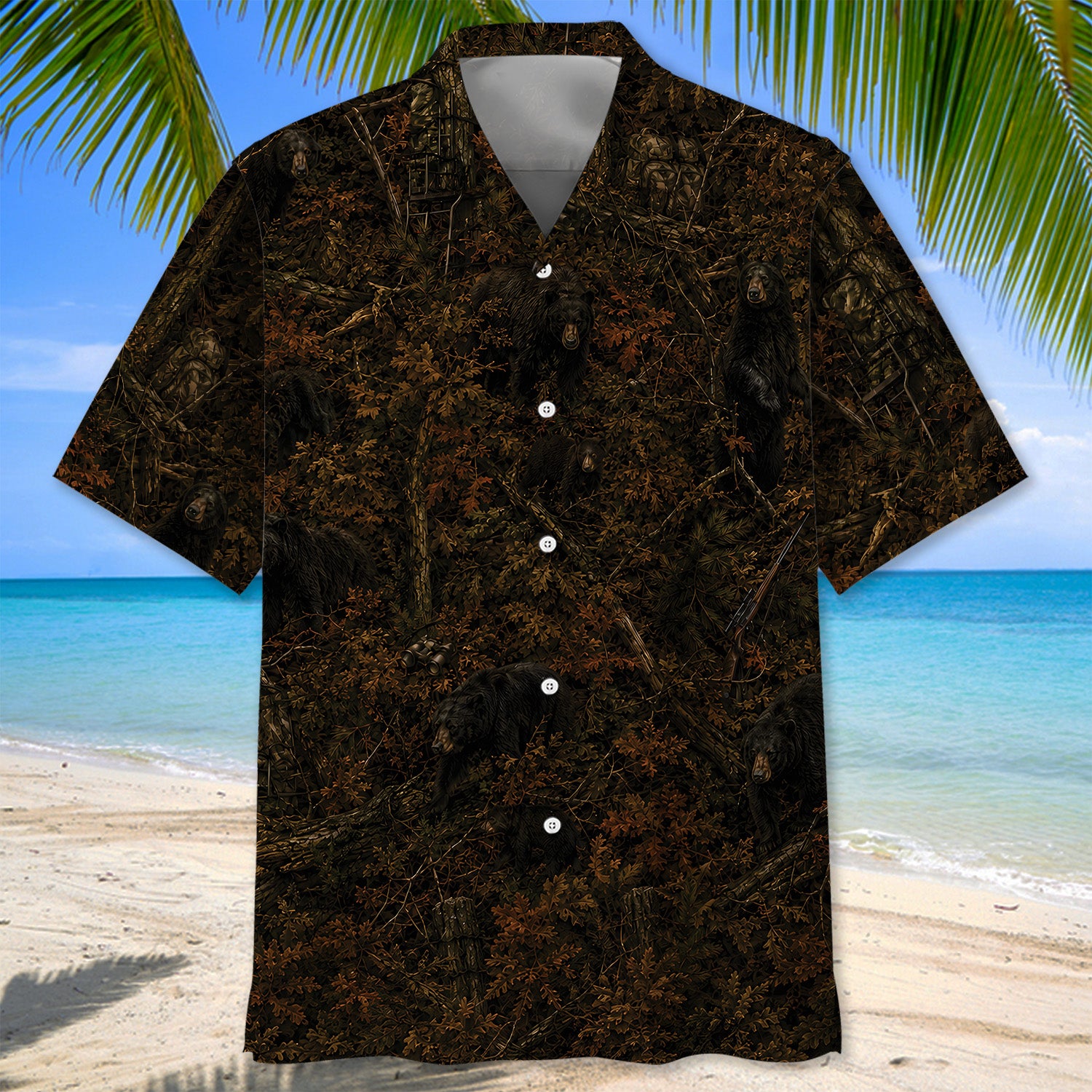 Bear Hunting Forest Camouflage Hawaiian Shirt