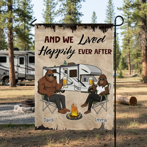 Custom Name Bigfoot And We Lived Happily Ever After Flag Decor