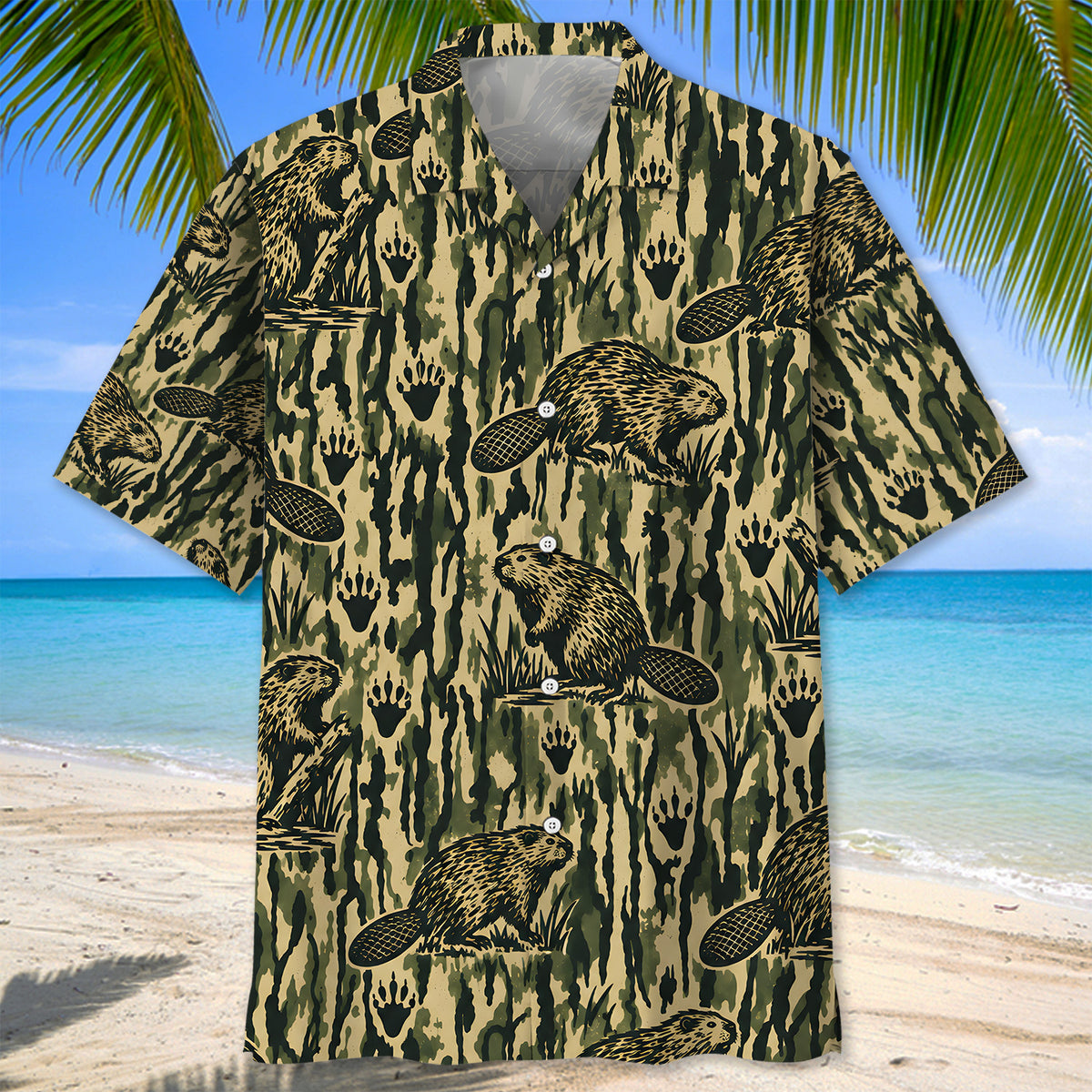 Beaver Stripe Camouflage Hawaiian Shirt