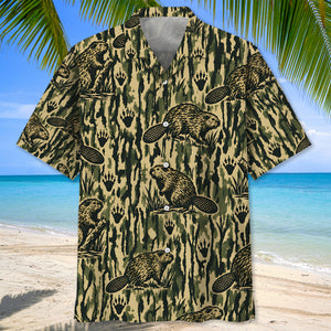 Beaver Stripe Camouflage Hawaiian Shirt