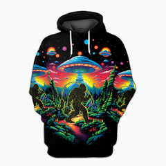 Bigfoot Fishing Forest All Over Print Shirt
