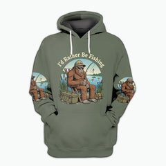I'd Rather Be Fishing Bigfoot All Over Print Shirt
