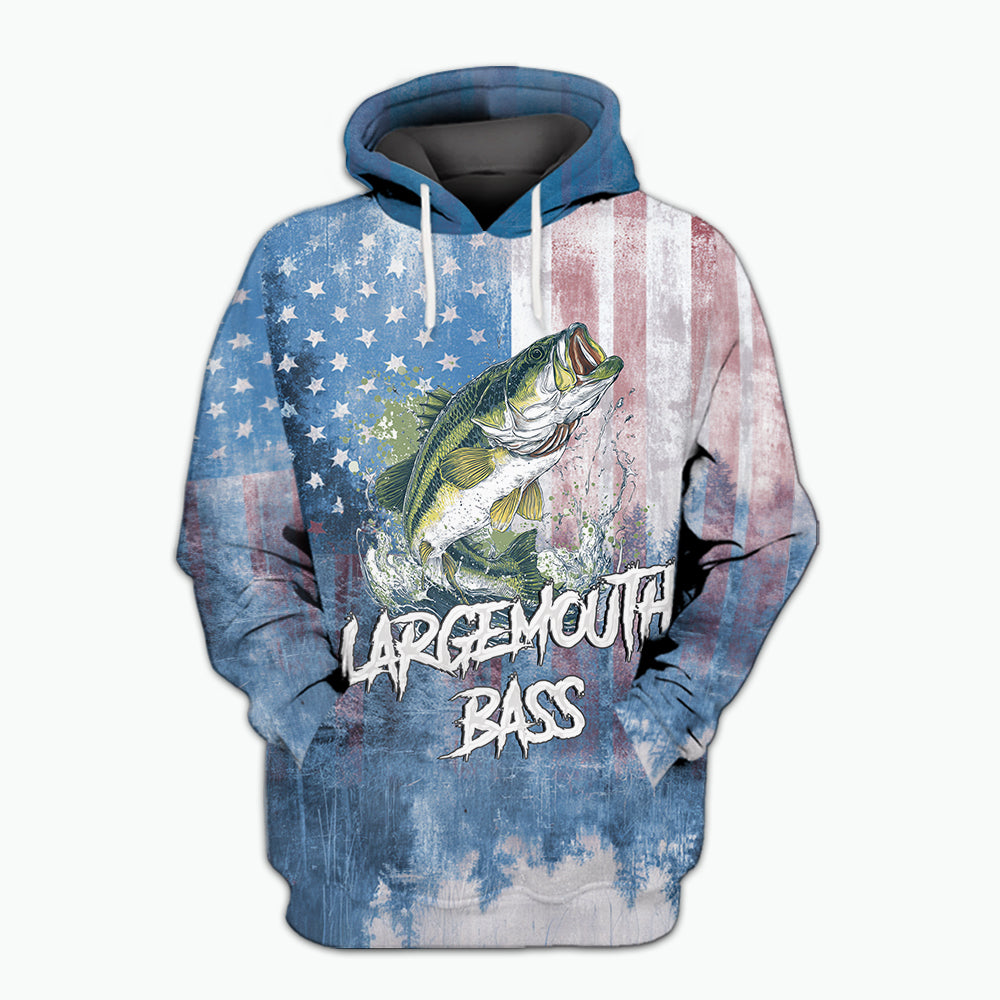 Largemouth Bass American Flag All Over Print Shirt